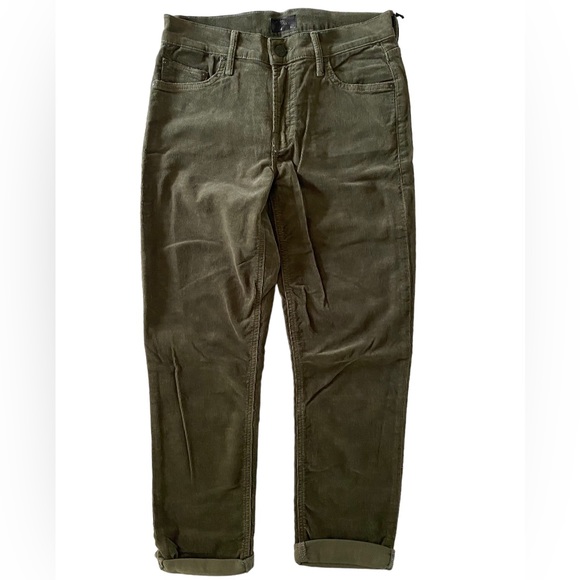 Mother The Dropout Hopscotch Cropped Skinny Corduroy Jean Olive NWT - Picture 3 of 7